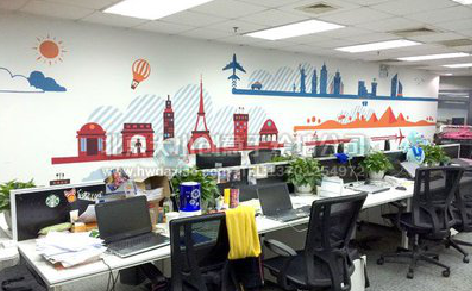  临海教你设计办公室墙绘的方法。